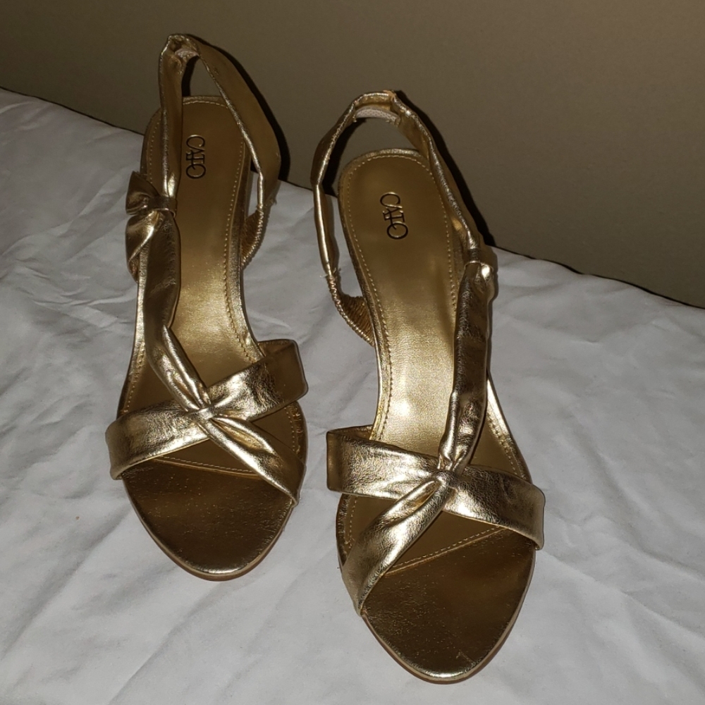 Gold Strappy Shoes